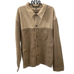 Marithe + Francois Girbaud Y2K Vintage Cafe Brown Denim Button Jacket Size 3XL